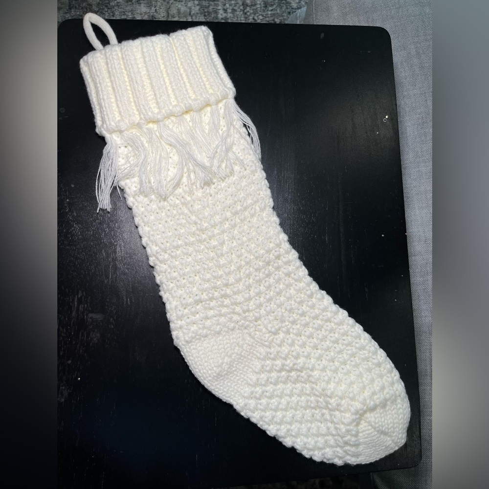 Cozy Knit Cream Christmas Stocking color Cream